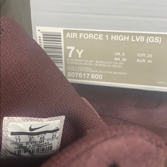 ❤️ Nike Air Force 1 High LV8 (GS) burgundy crush/b - Picture 8 of 8